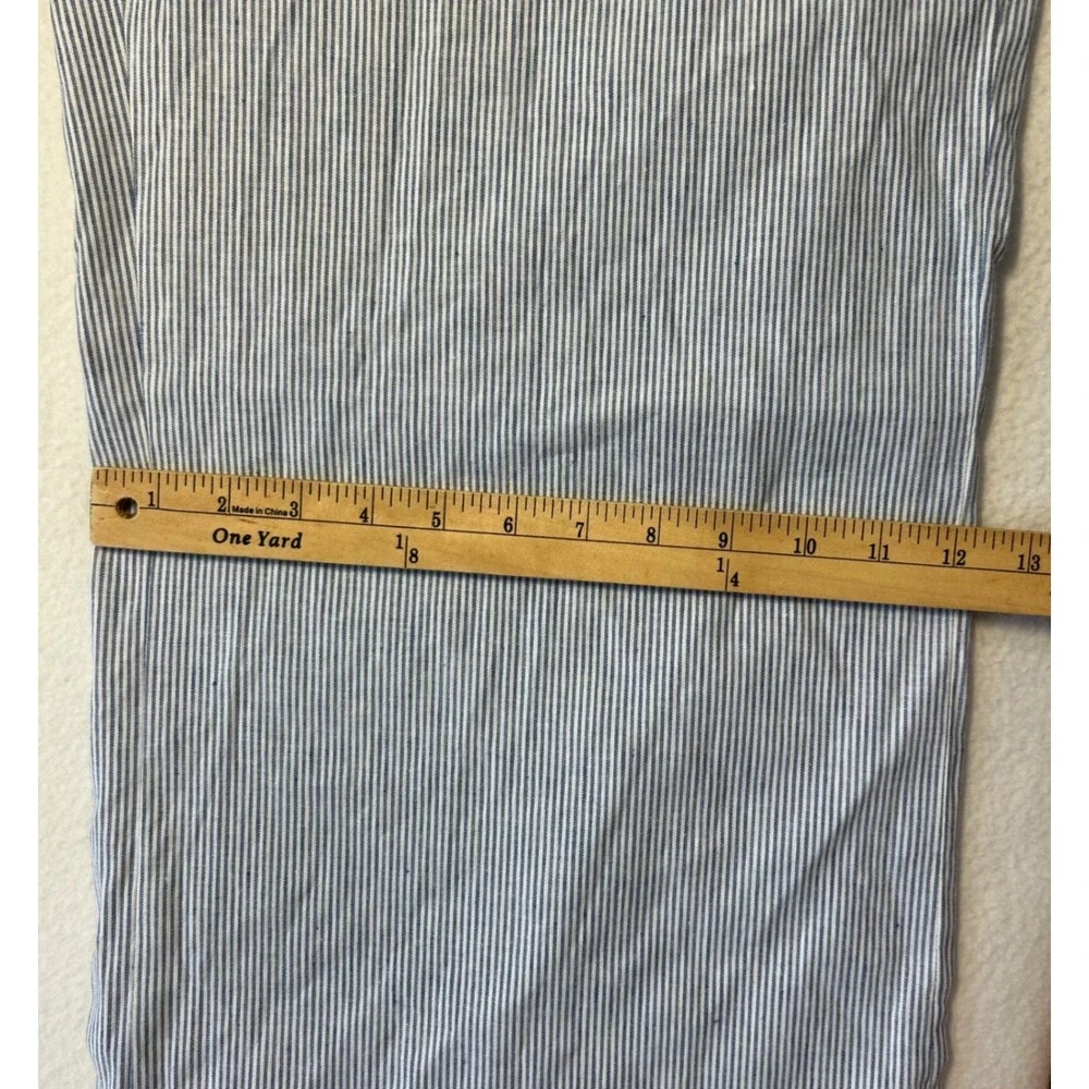 Banana Republic Washable Stretch Linen Wide-Leg Pants Womens 14 Stripe Lagenlook